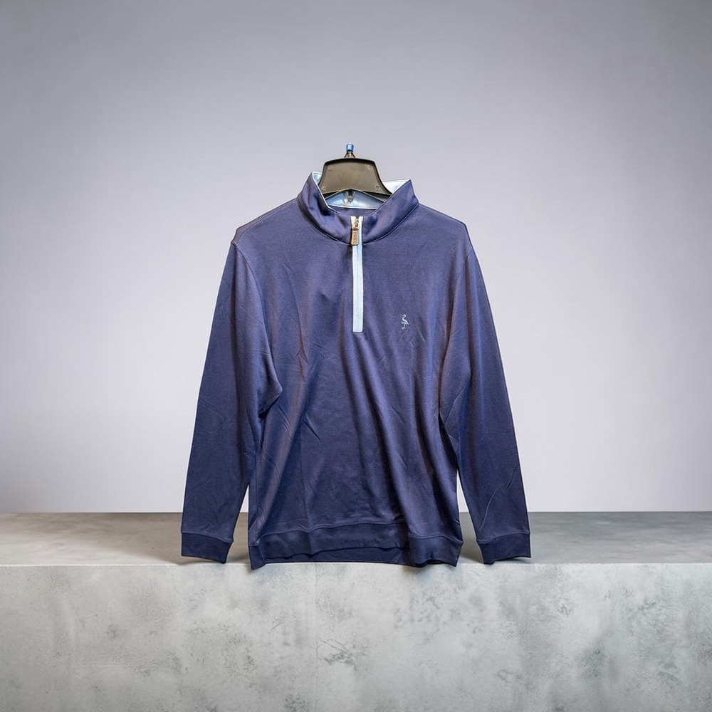 TaylorByrd Mens Quarter Zip Pullover  Long Sleeve Blue Size Large Golf